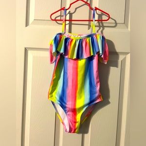 Nautica rainbow ruffle girl one piece swimsuit size M